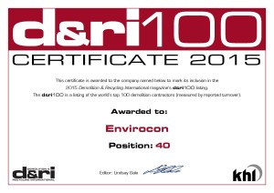 D&Ri100 2015 cert - Envirocon